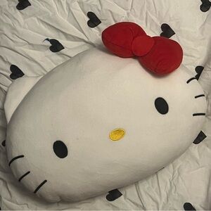 Hello Kitty Face Plush Throw Pillow with Red Bow